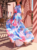 Robe Longue Imprimés avec Bretelles à Col Rond Coupe Cintrée Bas Evasée Robe Maxi