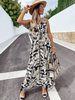 Robe Longue Imprimés Florale Longue avec Bretelles à Col V Coupe Cintrée Bas Evasée Multicolores Robe Longue Sexy