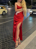 Robe Longue Longue Femme avec Bretelles à Col Décolleté en V Coupe Cintrée avec Fente Unicolore Robe Sexy
