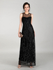 Robe longue noir en tulle col rond Robe de soirée
