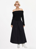 Robe longue noire à épaules dénudées ligne A manches longues fête danniversaire robe semi-formelle élégante pour femmes 2025