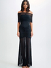 Robe longue plissée à épaules dénudées robe de soirée semi-formelle transparente pour femmes 2025