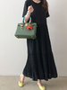 Robe Longue Robe de Plage Décontracté Femme Eté à Col Rond avec Manches Courtes à Col V Bas Evasée Unicolore Robe Maxi
