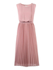 Robe longue rose à col bijou sans manches en polyester