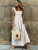 Robe Longue Sans Manches Robe À Bretelle Volante À Carreaux Décontractée