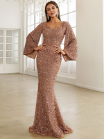 Robe longue sirène à paillettes décolleté en cœur robes de bal élégantes