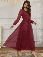 Robe Longue Verte col rond manches longues robe longue décontractée à ceinture transparente Robe Vert Sauge