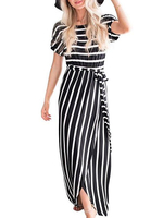 Robe Longueueueueueue Femmes à Rayuress à Manches Courtes 2021 Robe Longueueueueueue d