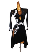 Robe Lycra Spandex Latin Danse Costume Noir Femmes