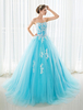 Robe marié colorée en bleue Robe bustier broderie laçage sur dos jupe en tulle à traîne Robe de mariée