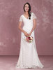 Robe mariage A-ligne en dentelle cloutée de col V
