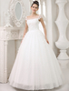 Robe mariage A-ligne en tulle ivoire avec fleur à col carré Milanoo