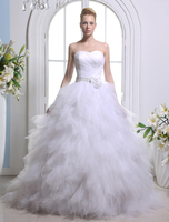 Robe mariage bustier en voile de tulle blanc multicouche