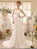 Robe mariage en chiffon ivoire avec plissement traîne chapelle Milanoo