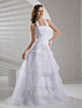Robe mariage en organza blanc multicouche à licou