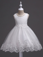 Robe Mariage Fille Robe De Baptême Fille En Dentelle Robe De Cérémonie Blanche Princesse Avec Nœud De Papillon