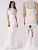 Robe mariage fourreau en dentelle ivoire avec col roulé Milanoo