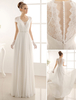 Robe mariage ivoire avec perles de col V longueur plancher Milanoo