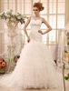Robe mariage sirène en tulle ivoire avec strass à traîne chapelle Milanoo