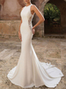 Robe mariée 2022 sirène col rond en dentelle à traîne boutonné sur dos Robe de mariée