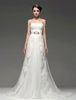 Robe mariée A-ligne bustier ivoire avec perles à traîne