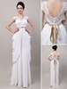 Robe mariée A-ligne chiffon ivoire col V longueur plancher