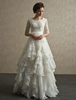 Robe mariée A-ligne en organza ivoire avec applique