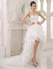 Robe mariée A-ligne en satin ivoire multicouche asymétrique Milanoo