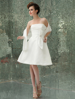 Robe mariée A-ligne en taffetas ivoire avec strass bustier