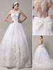 Robe mariée avec dentelle cou translucide à traîne Milanoo