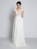 Robe mariée bohème robe de mariée boho col V manche courte boutonnée sur dos top en dentelle jupe en mousseline