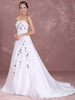 Robe mariée bustier A-ligne en satin blanc brodé