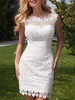 Robe mariée courte col rond en dentelle dos nu Robe de mariée