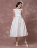 Robe mariée courte vintage col rond décoré de noeud