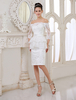 Robe mariée fourreau en organza ivoire avec perles à col bateau Milanoo