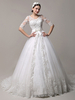 Robe mariée ivoire avec dentelle à col V avec traîne Milanoo