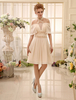 Robe mariée magnifique A-ligne en chiffon ivoire avec fleur col maillot de bain Milanoo