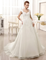 Robe mariée magnifique A-ligne en organza ivoire avec applique encolure coeur Milanoo