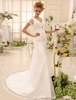 Robe mariée magnifique sirène en dentelle ivoire avec dentelle col V traîne chapelle Milanoo