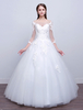 Robe mariée manche 3/4 transparente en dentelle longueur au sol dos nu à laçage Robe de mariage