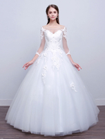 Robe mariée manche 3/4 transparente en dentelle longueur au sol dos nu à laçage Robe de mariage