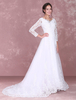 Robe mariée manche longue en dentelle fermeture à zip invisible sur dos à traîne robe de mariée