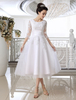 Robe mariée simple demi-manche broderie laçage sur dos longueur sur cheville Robe de mariée