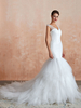 Robe mariée sirène bustier dos nu à laçage à traîne décoré des perles jupe en tulle Robe de mariée