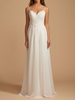 Robe mariée trapèze à bretelle dos nu jupe plissé à traîne Robe de mariage