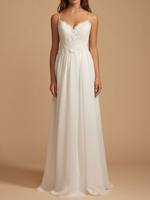 Robe mariée trapèze à bretelle dos nu jupe plissé à traîne Robe de mariage