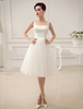 Robe mariée vintage à bretelle col carré jupe en tulle courte au genou Robe de marié simple