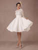 Robe mariée vintage courte en satin manche longue boutonnée longueur au genou Robe de mariée