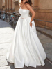 Robe mariée vintage en satin jupe plissée laçage sur dos longueur au sol Robe de mariage