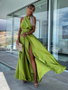 Robe Maxi À Col En V Robe Longue Sexy Sans Manches Robe Fendue